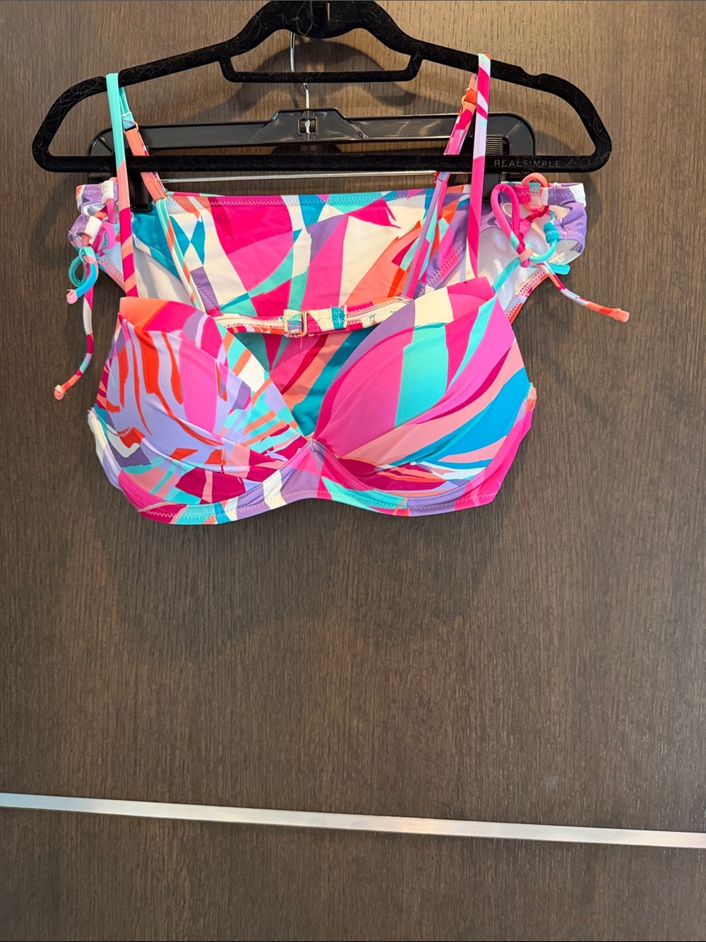 Raisins Multicolor Abstract Print Push-Up Bikini Top — Pink, Turquoise, Coral